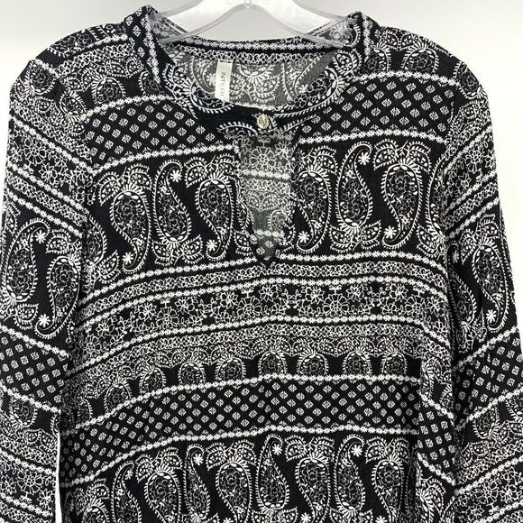 Interi Black Paisley Bell Sleeve Tunic Medium - Picture 2 of 8